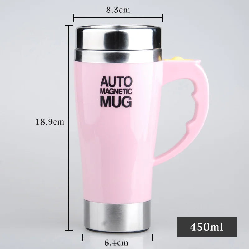 Mug magnétique automatique auto-mélangeur (Tasse à café électrique à mélange magnétique automatique, tasse à jus/lait auto-mélangeante, acier inoxydable, 401-500 ml)