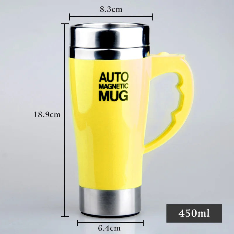 Mug magnétique automatique auto-mélangeur (Tasse à café électrique à mélange magnétique automatique, tasse à jus/lait auto-mélangeante, acier inoxydable, 401-500 ml)