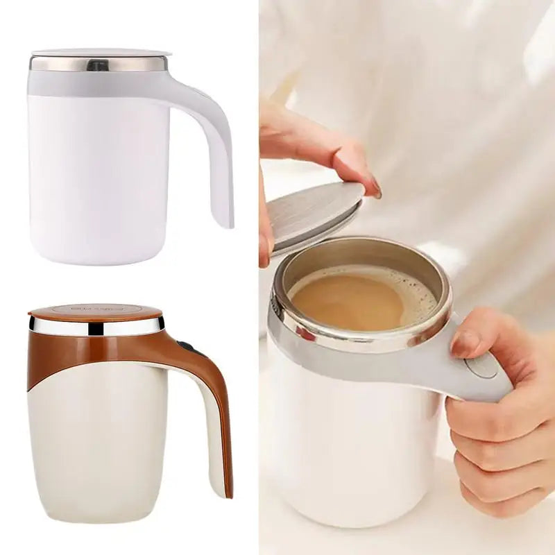Tasse de voyage agitatrice 380 ml, tasse de voyage magnétique auto-agitante, tasse électrique étanche rotative pour mélanger l'eau au sucre brun.