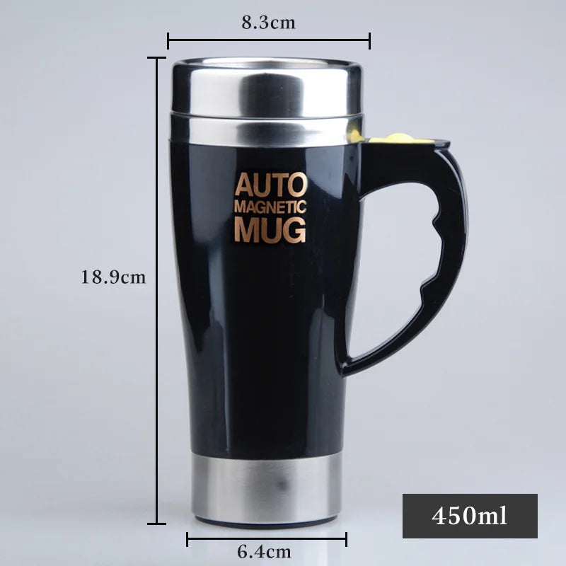 Mug magnétique automatique auto-mélangeur (Tasse à café électrique à mélange magnétique automatique, tasse à jus/lait auto-mélangeante, acier inoxydable, 401-500 ml)
