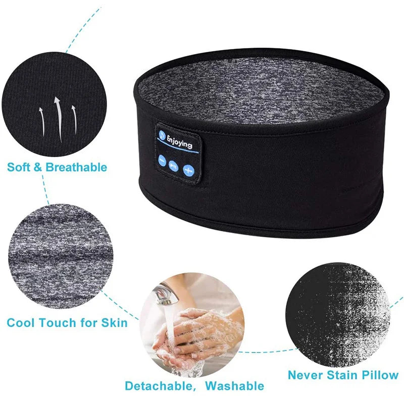 Écouteurs Bluetooth sans fil, haut-parleur sans fil, casque musical, bandeau de sport avec musique intégrée sur le côté pour dormir, masque pour les yeux, casque de voyage