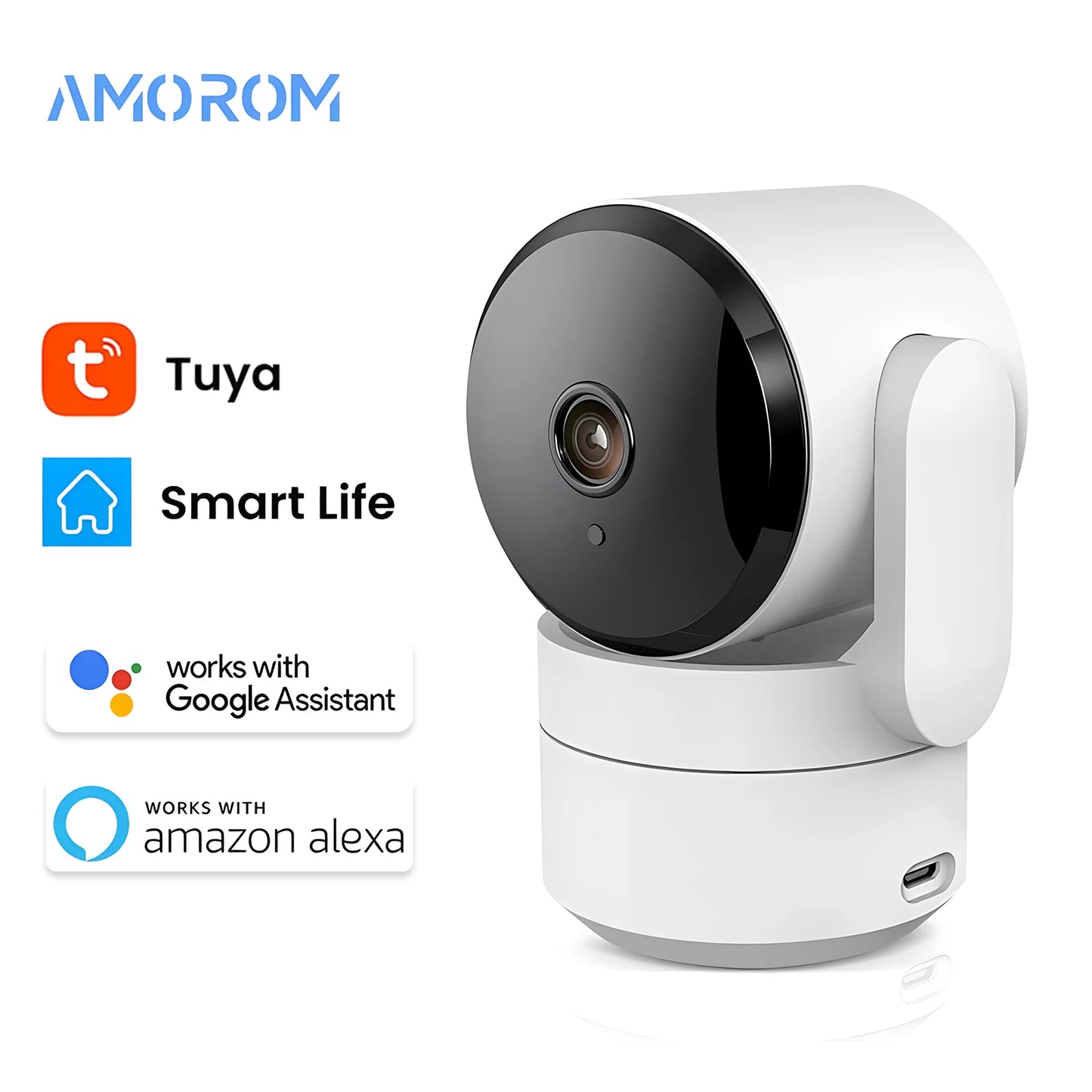 Caméra WiFi Tuya 1080P Intérieure 360° PTZ, Moniteur Bébé et Animaux, Vision Nocturne IR, Détection IA, Caméra de Surveillance IP P2P avec Google Alexa