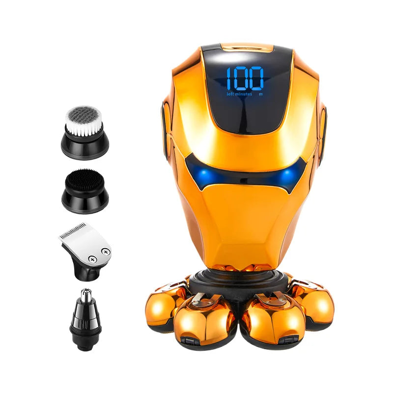 LED digital electric shaver set - nose hair trimmer, hair clipper, cleaning brush, exfoliating brush