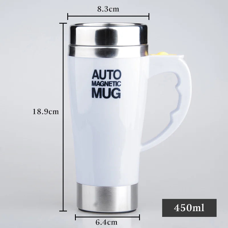 Mug magnétique automatique auto-mélangeur (Tasse à café électrique à mélange magnétique automatique, tasse à jus/lait auto-mélangeante, acier inoxydable, 401-500 ml)