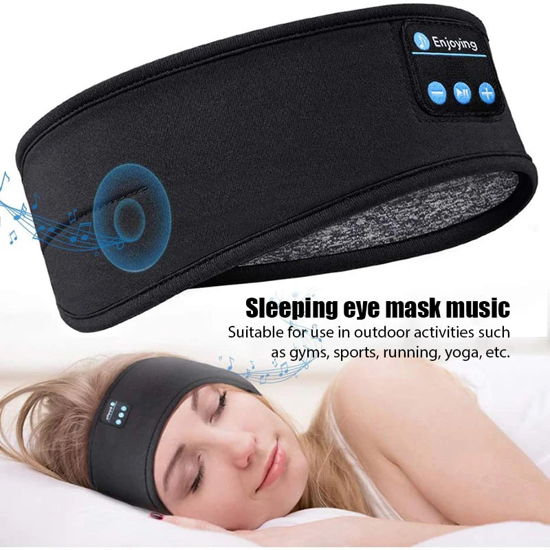 Écouteurs Bluetooth sans fil, haut-parleur sans fil, casque musical, bandeau de sport avec musique intégrée sur le côté pour dormir, masque pour les yeux, casque de voyage