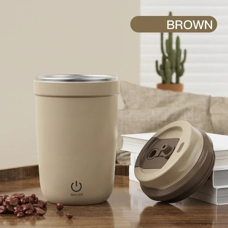 Mug magnétique automatique auto-mélangeur (Tasse à café électrique à mélange magnétique automatique, tasse à jus/lait auto-mélangeante, acier inoxydable, 401-500 ml)