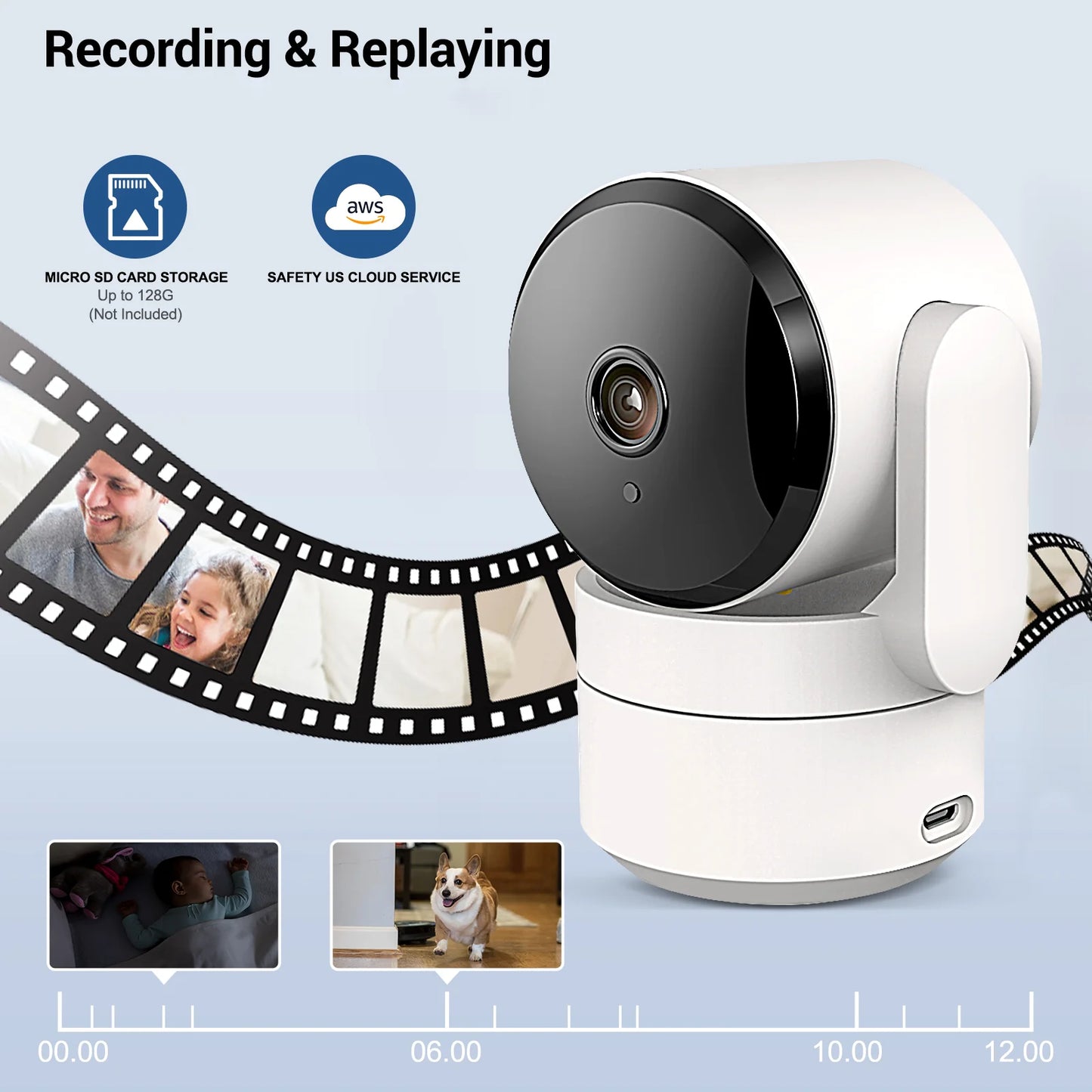 Caméra WiFi Tuya 1080P Intérieure 360° PTZ, Moniteur Bébé et Animaux, Vision Nocturne IR, Détection IA, Caméra de Surveillance IP P2P avec Google Alexa