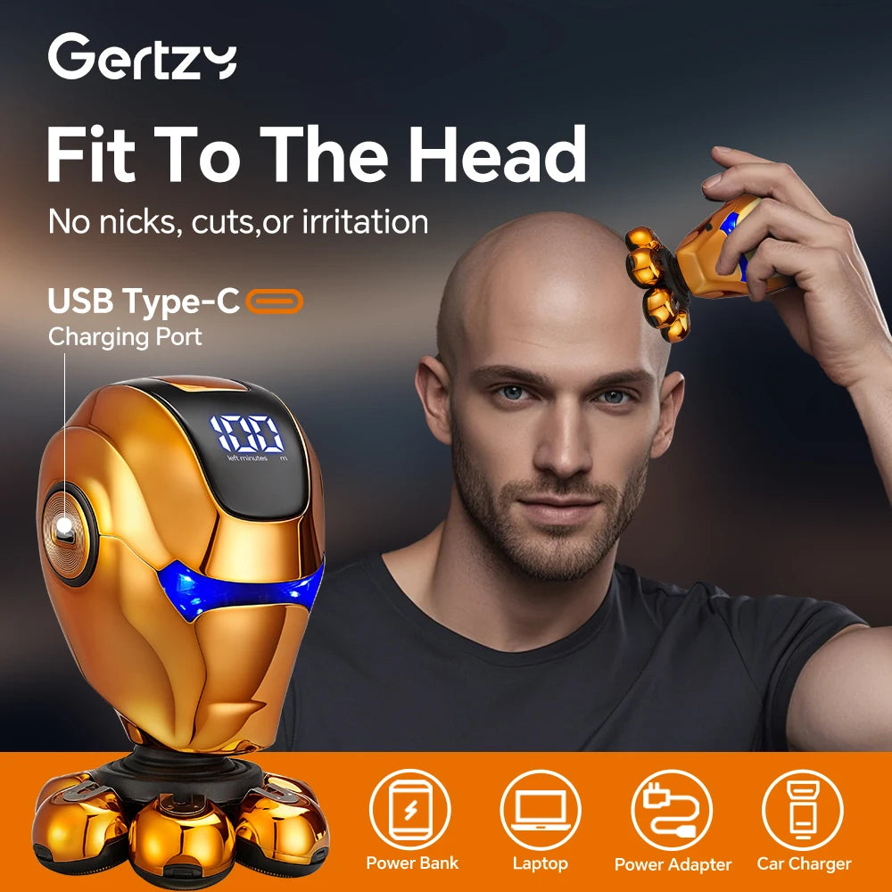 LED digital electric shaver set - nose hair trimmer, hair clipper, cleaning brush, exfoliating brush