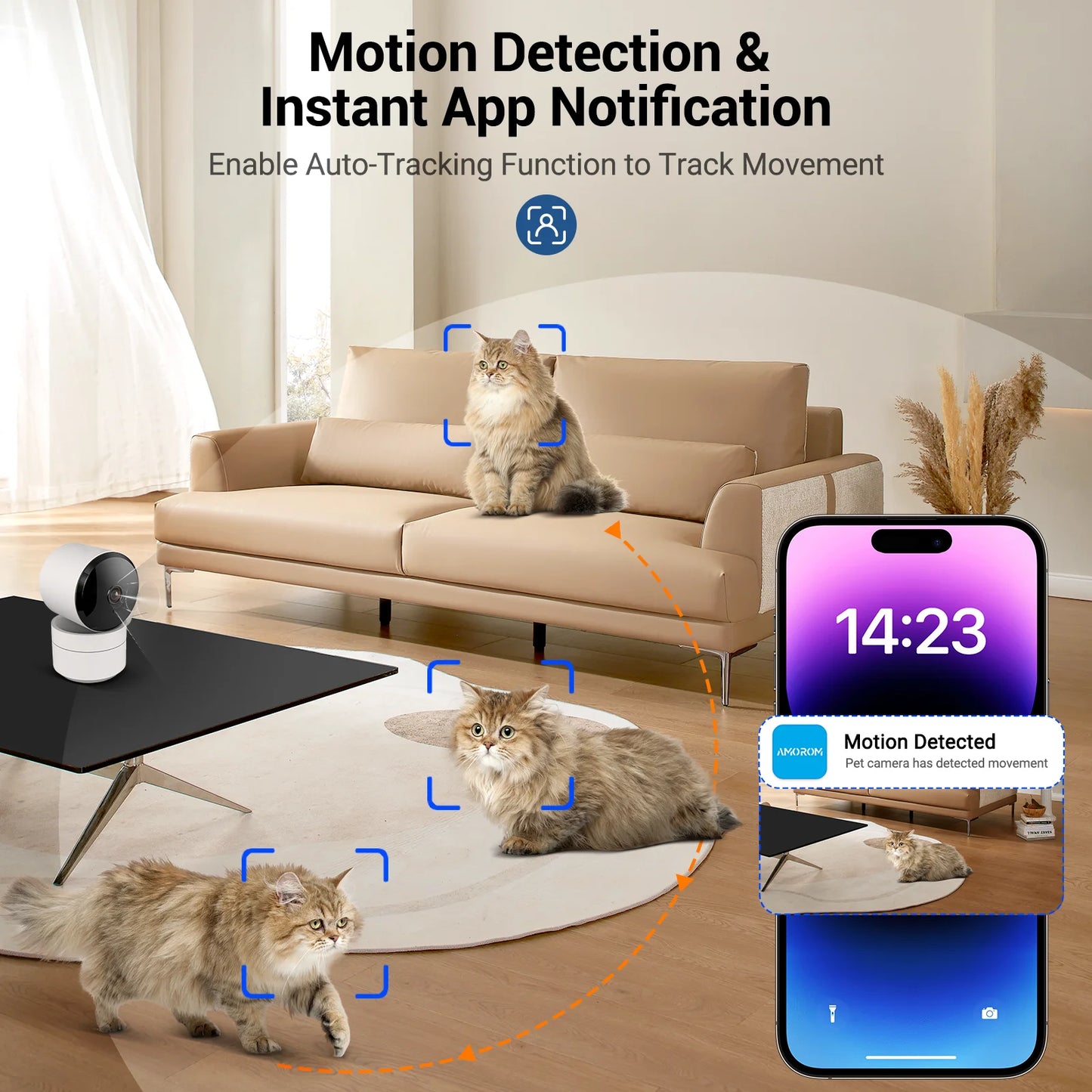 Caméra WiFi Tuya 1080P Intérieure 360° PTZ, Moniteur Bébé et Animaux, Vision Nocturne IR, Détection IA, Caméra de Surveillance IP P2P avec Google Alexa