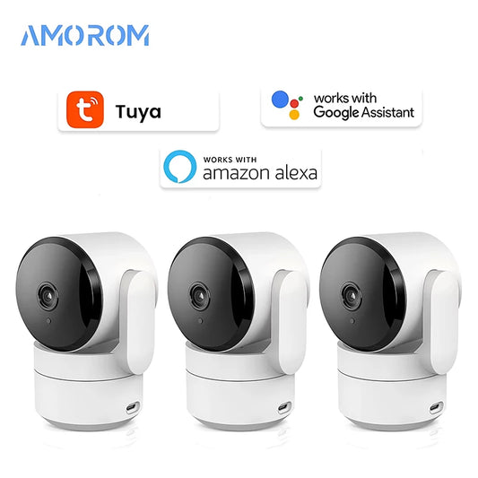 Caméra WiFi Tuya 1080P Intérieure 360° PTZ, Moniteur Bébé et Animaux, Vision Nocturne IR, Détection IA, Caméra de Surveillance IP P2P avec Google Alexa