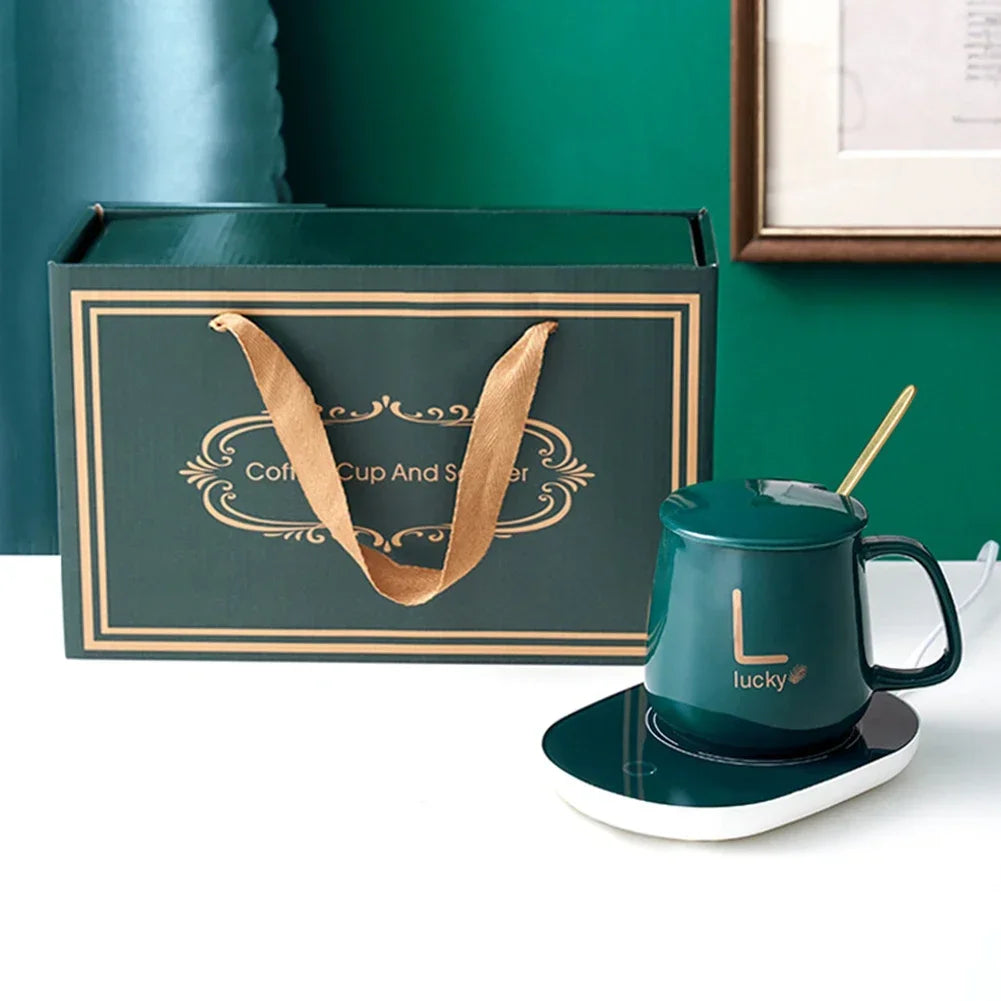 Mug à café intelligent chauffant à 55℃, tasse électrique en céramique 400 ml pour chauffer le lait et le thé, ensemble de tasses multifonctions avec thermostat, idéal comme cadeau