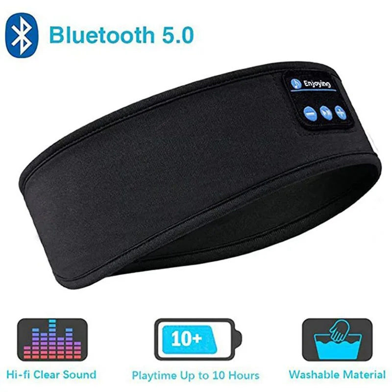 Écouteurs Bluetooth sans fil, haut-parleur sans fil, casque musical, bandeau de sport avec musique intégrée sur le côté pour dormir, masque pour les yeux, casque de voyage