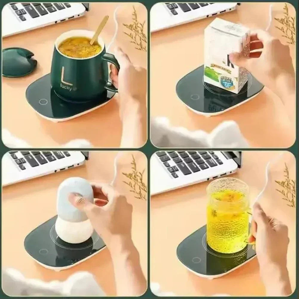 Mug à café intelligent chauffant à 55℃, tasse électrique en céramique 400 ml pour chauffer le lait et le thé, ensemble de tasses multifonctions avec thermostat, idéal comme cadeau