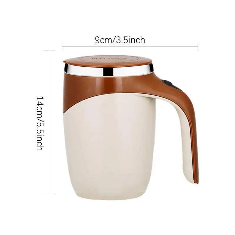 Tasse de voyage agitatrice 380 ml, tasse de voyage magnétique auto-agitante, tasse électrique étanche rotative pour mélanger l'eau au sucre brun.