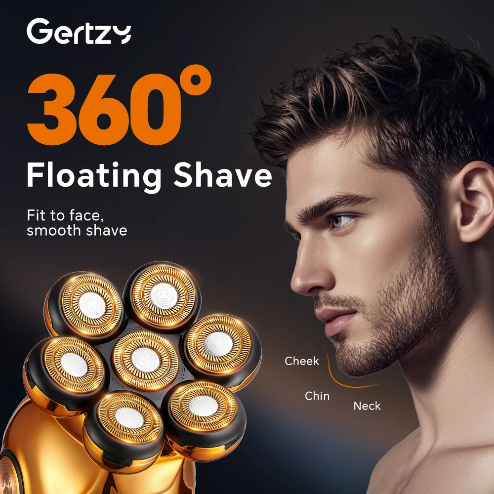 LED digital electric shaver set - nose hair trimmer, hair clipper, cleaning brush, exfoliating brush