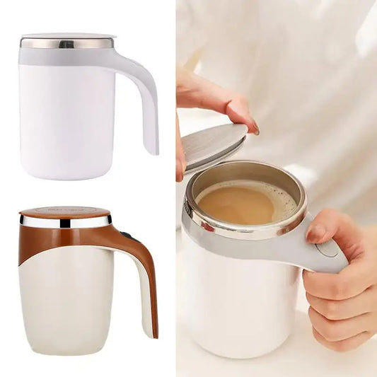 Tasse de voyage agitatrice 380 ml, tasse de voyage magnétique auto-agitante, tasse électrique étanche rotative pour mélanger l'eau au sucre brun.
