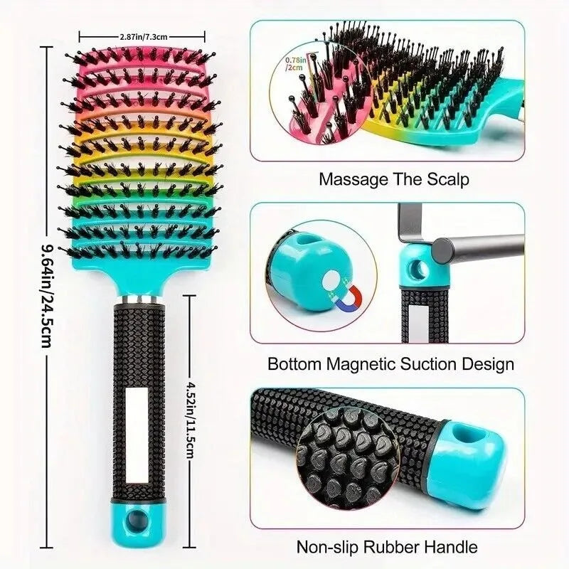 Detangling Hair Brush Women Bristle&Nylon Scalp Massage Comb Anti Static Wet Curly Hair Comb Hairdressing Combs Styling Tools