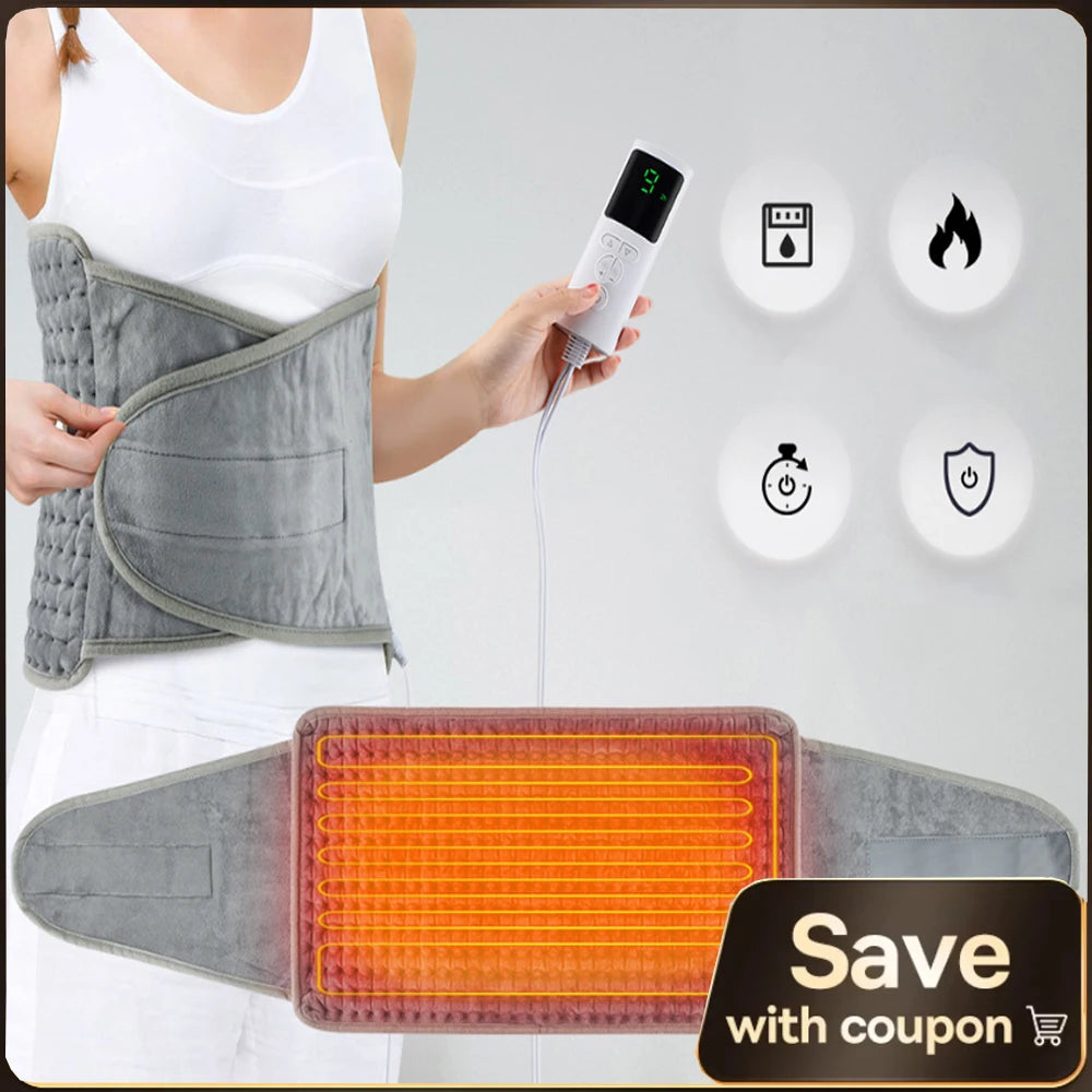 Ceinture chauffante électrique avec coussin chauffant Ceinture de soutien chauffante pour le dos, couverture chauffante pour bureau et maison, contrôle de la température, ceinture chauffante pour la taille, mains, jambes et abdomen.