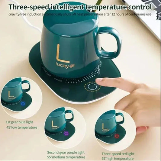 Mug à café intelligent chauffant à 55℃, tasse électrique en céramique 400 ml pour chauffer le lait et le thé, ensemble de tasses multifonctions avec thermostat, idéal comme cadeau