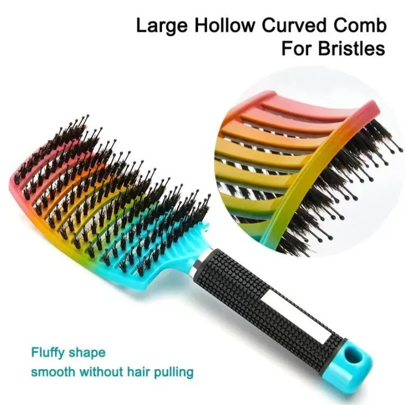 Detangling Hair Brush Women Bristle&Nylon Scalp Massage Comb Anti Static Wet Curly Hair Comb Hairdressing Combs Styling Tools