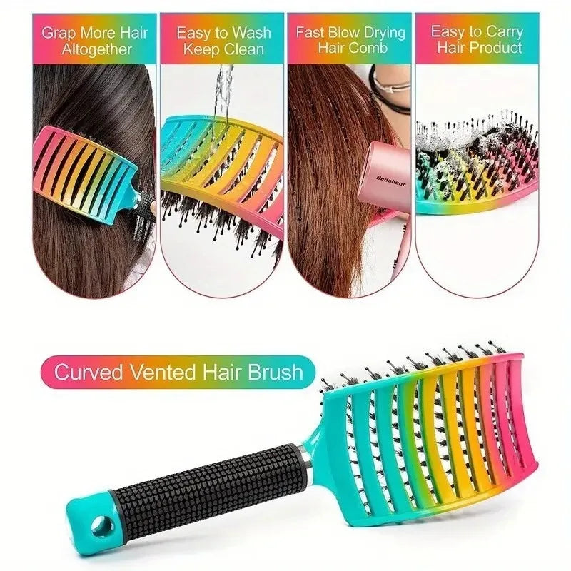 Detangling Hair Brush Women Bristle&Nylon Scalp Massage Comb Anti Static Wet Curly Hair Comb Hairdressing Combs Styling Tools