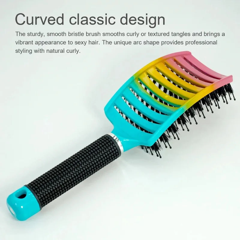 Detangling Hair Brush Women Bristle&Nylon Scalp Massage Comb Anti Static Wet Curly Hair Comb Hairdressing Combs Styling Tools