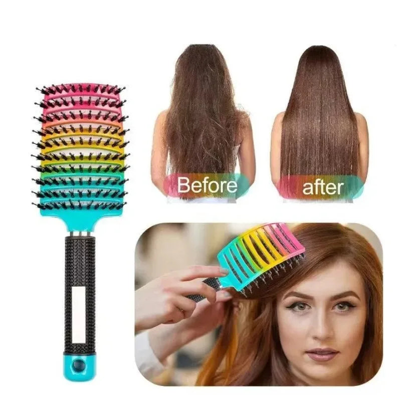 Detangling Hair Brush Women Bristle&Nylon Scalp Massage Comb Anti Static Wet Curly Hair Comb Hairdressing Combs Styling Tools